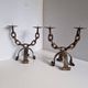 Pair of Brutalist Candelabra Candle Holders from the 60s 70s