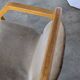 Vintage Beech Wood Dining Chair: 1970s Space Age Gray Fabric
