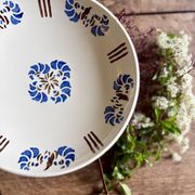 Compote dish or antique footed plate in ironstone - Laval -