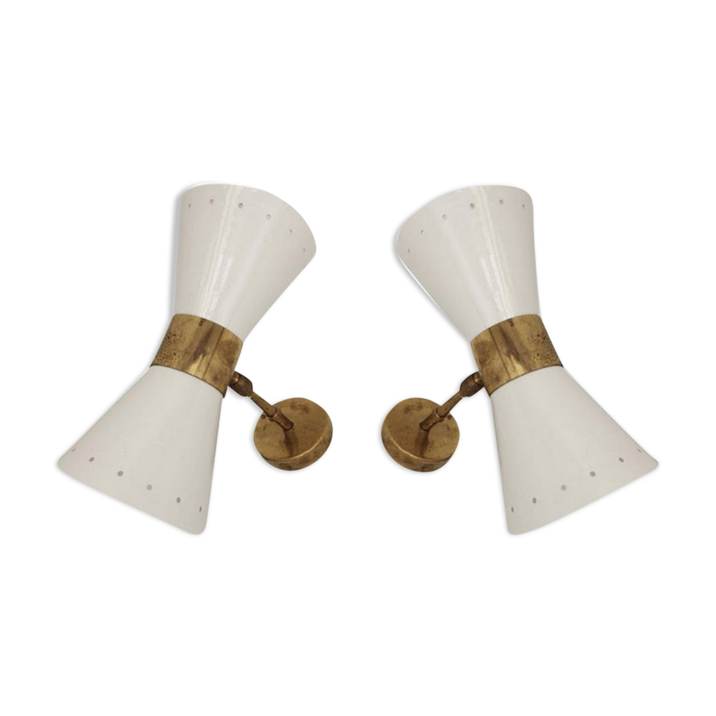 Pair of white diabolo wall lights