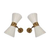 Paire d'appliques diabolo blanc