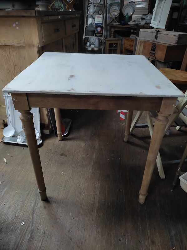 Table wood plate patinated solid feet Aero-gummed dp 1122326