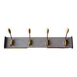 Old wall coat rack - 4 brass hooks