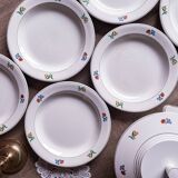 Gien flower service: 6 plates + 1 tureen