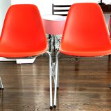 4 Charles Eames DSS chairs for Vitra, Poppy Red