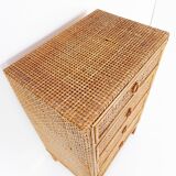Vintage Bamboo And Rattan Chest Of Drawers - 1960s