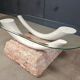 Vintage faux tusk coffee table, 1980s