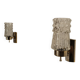 Pair of vintage brass and glass wall lights from the 1960s