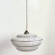 Small white Clichy glass pendant light with red edging