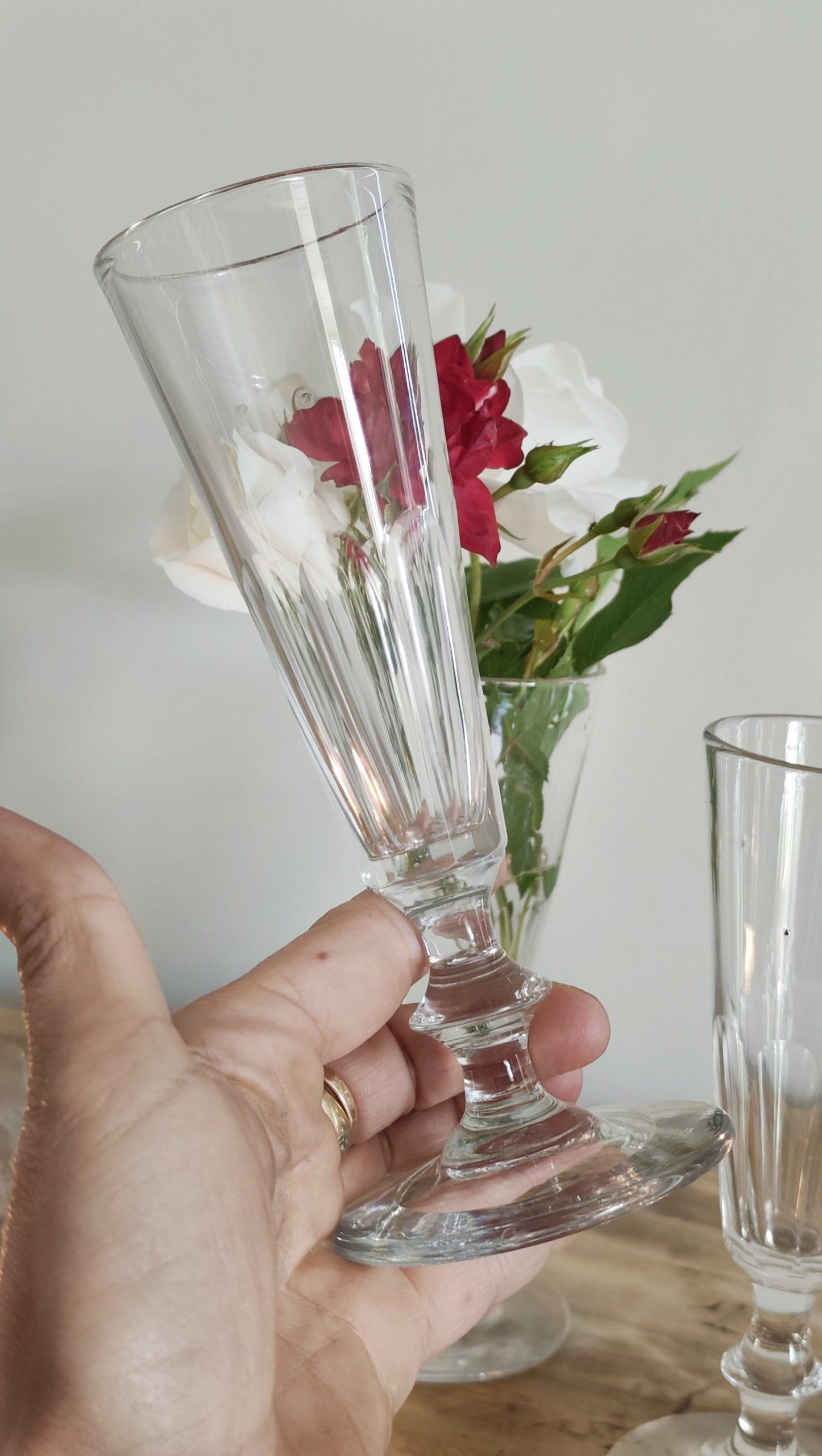 Ensemble de 6 flûtes « Caton » cristal fort – 19e siècle, Baccarat Saint Louis