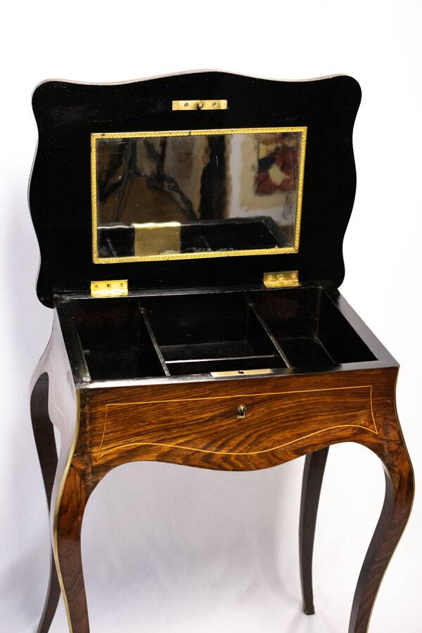 Napoleon III style floral marquetry work table / hairdresser's table.
