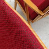 Pair of red Boomerang armchairs by Antonin Suman for Ton Bystrice Thonet