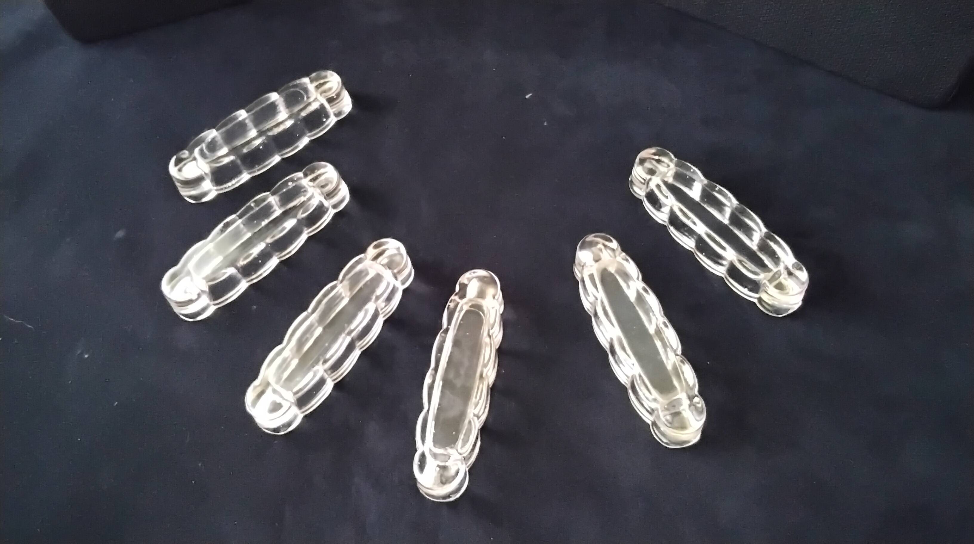 6 antique moulded glass knife rests