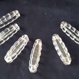 6 antique moulded glass knife rests