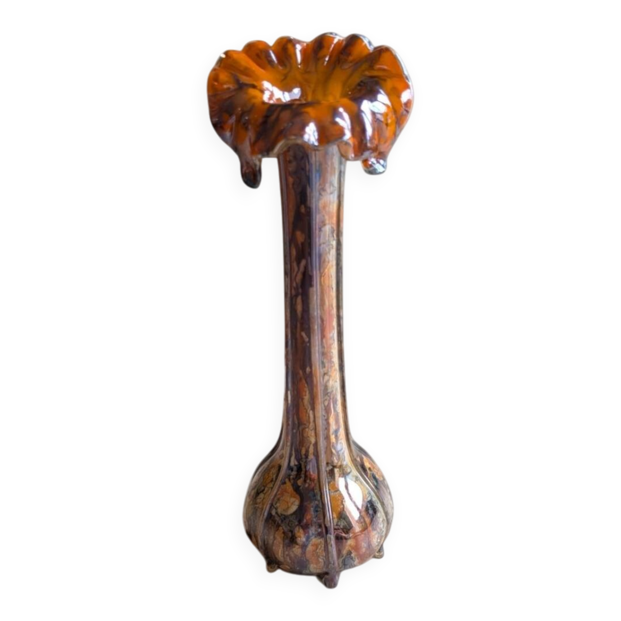 Artistic vase signed M. Venys – vintage marbled glass – 31 cm