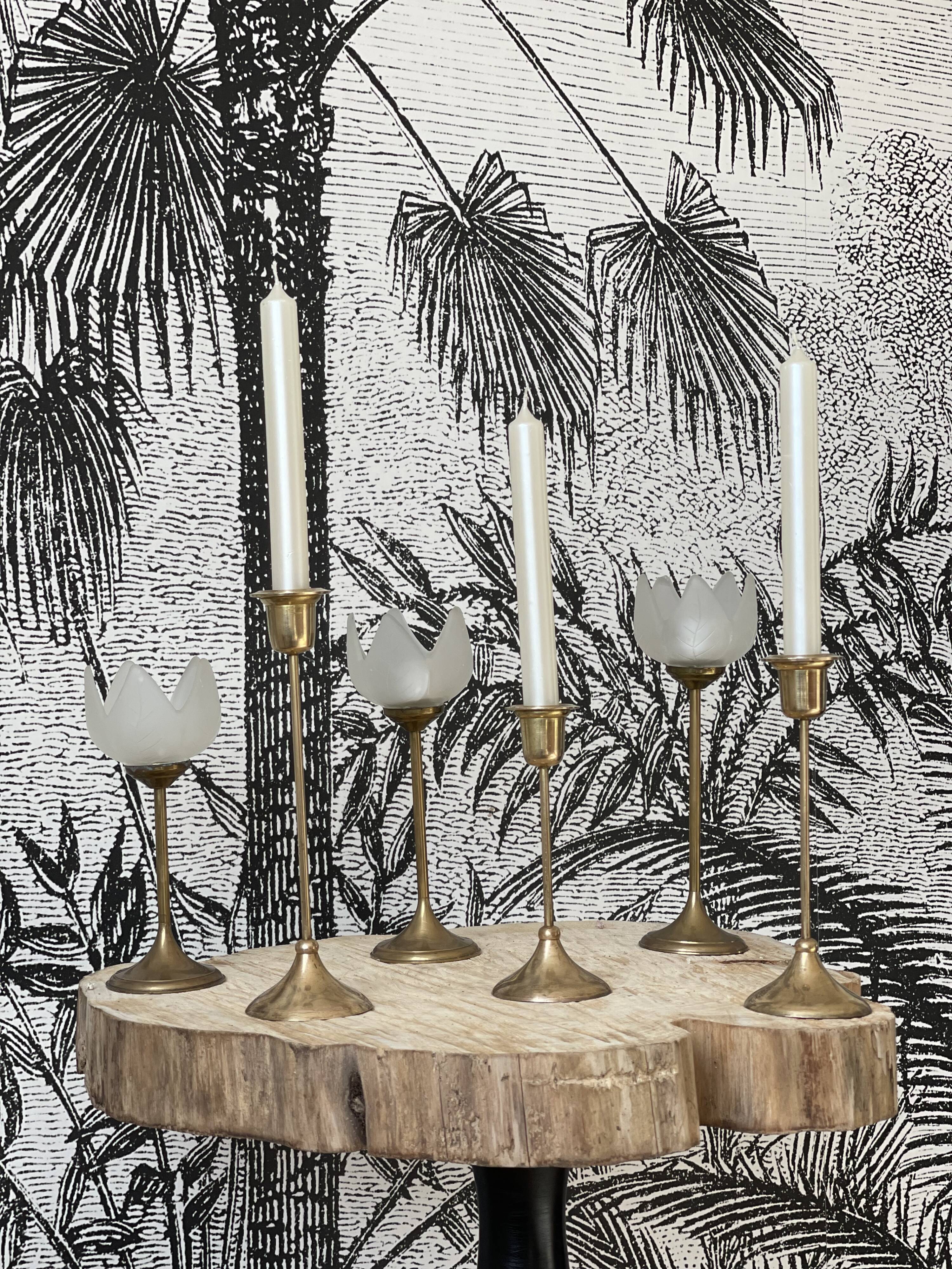 3 brass candle holders 1970