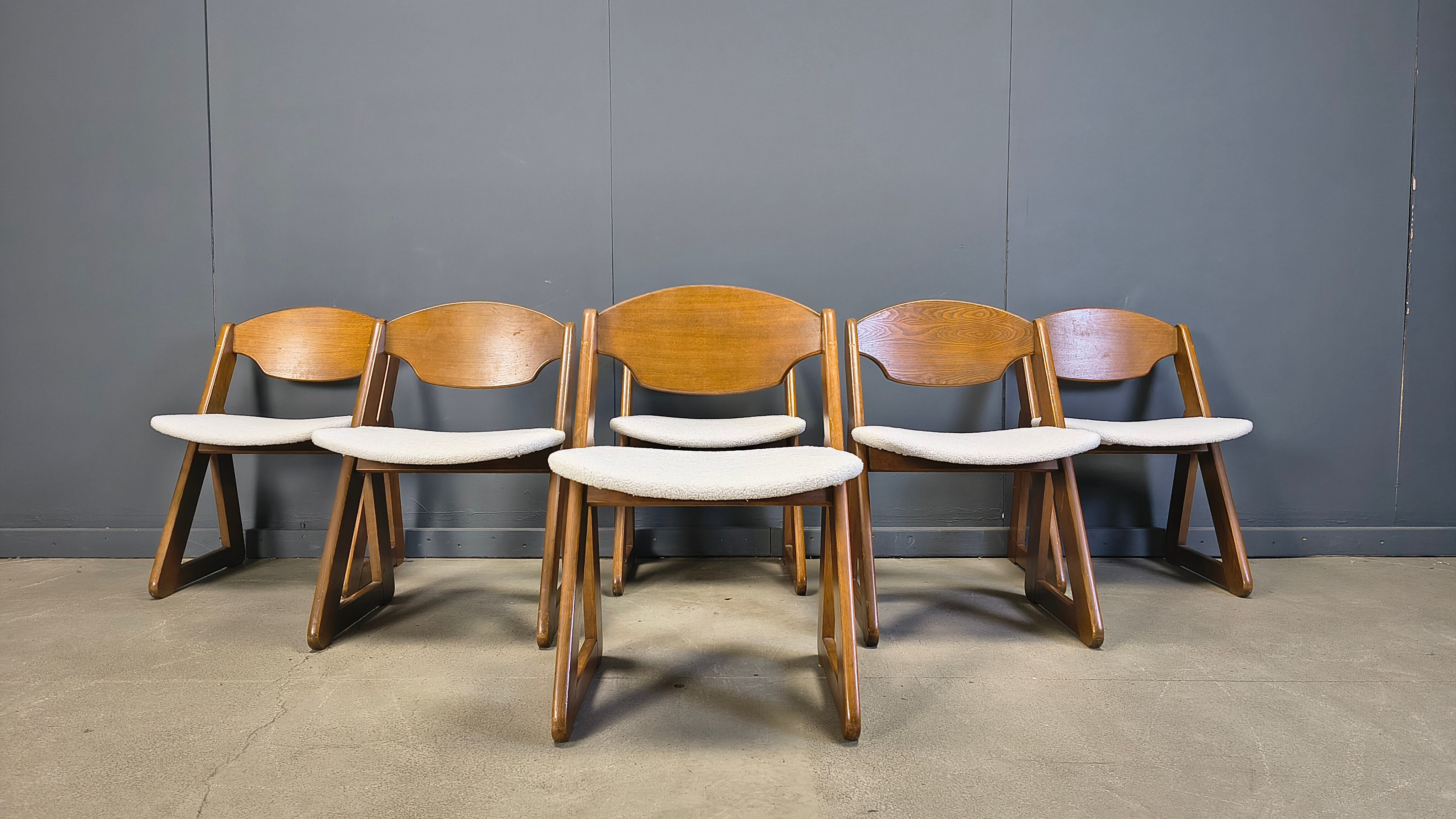 Vintage brutalist dining chairs, set of 6 - 1960s