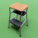 Tabouret escabeau vintage en Skaï et métal chromé - Hailo Klettermax