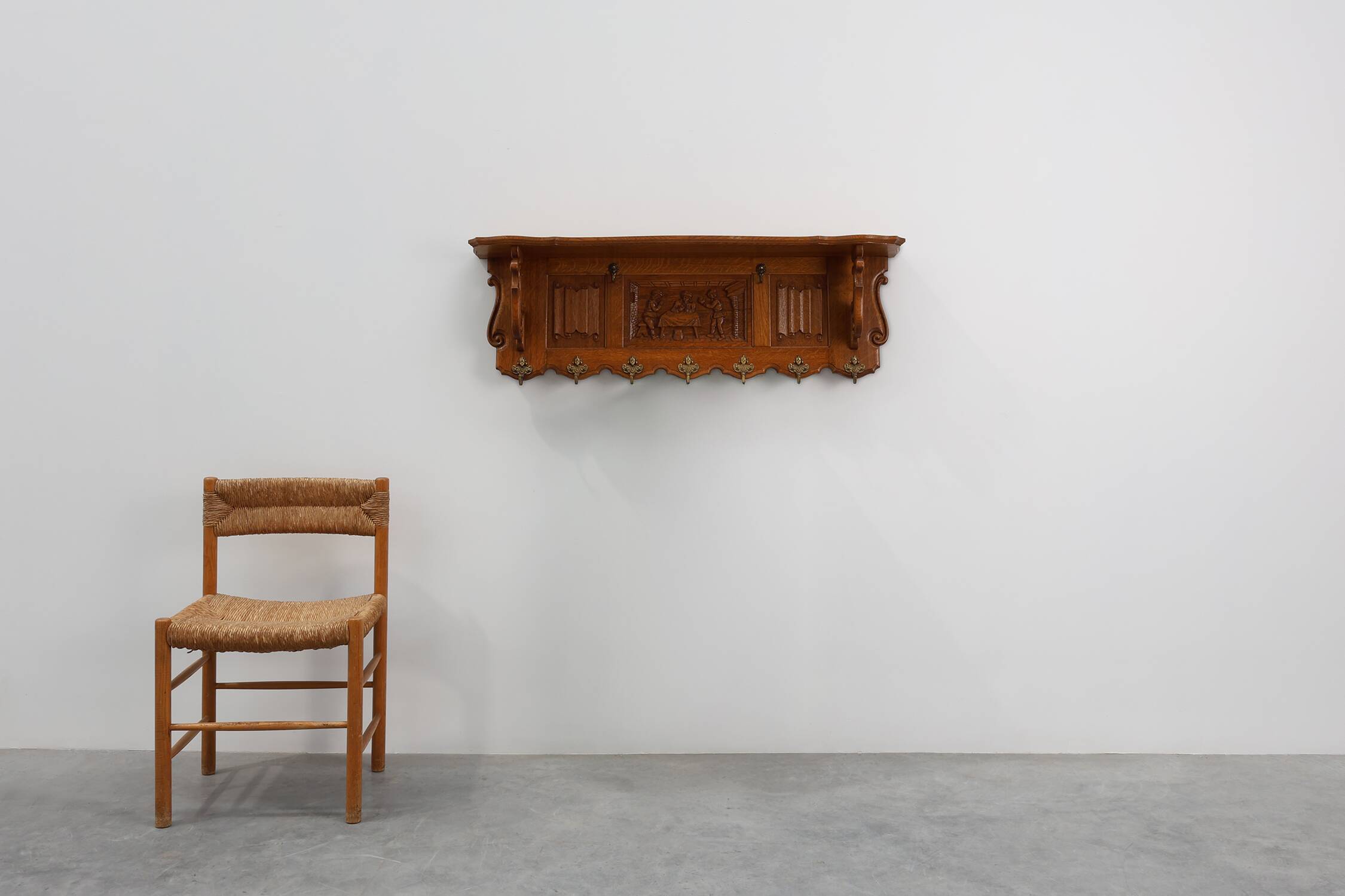 20th century Belgian Oak Coatrack in Baroque Bruegel Style