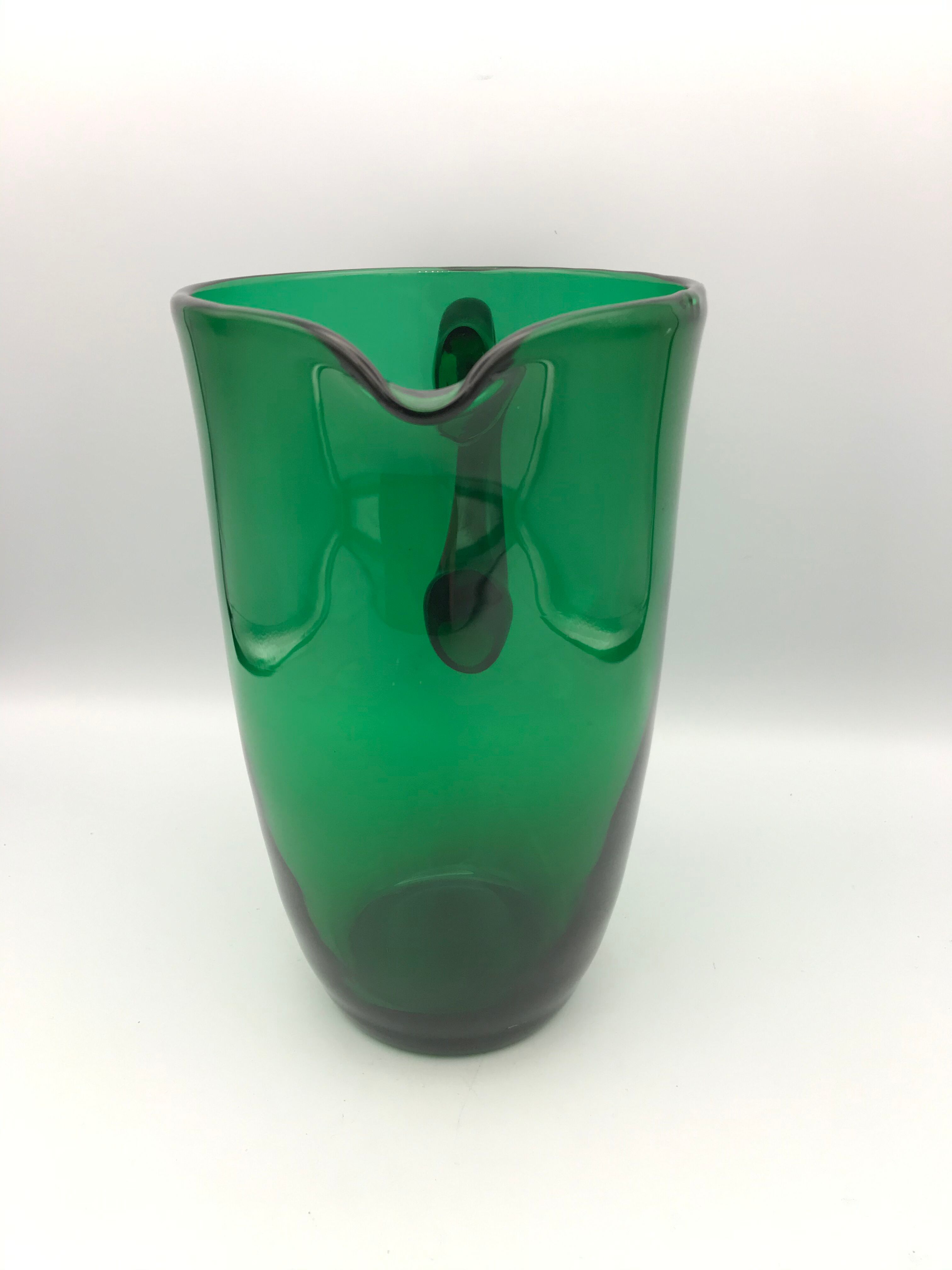 Vintage pichet in verre blown green emerald