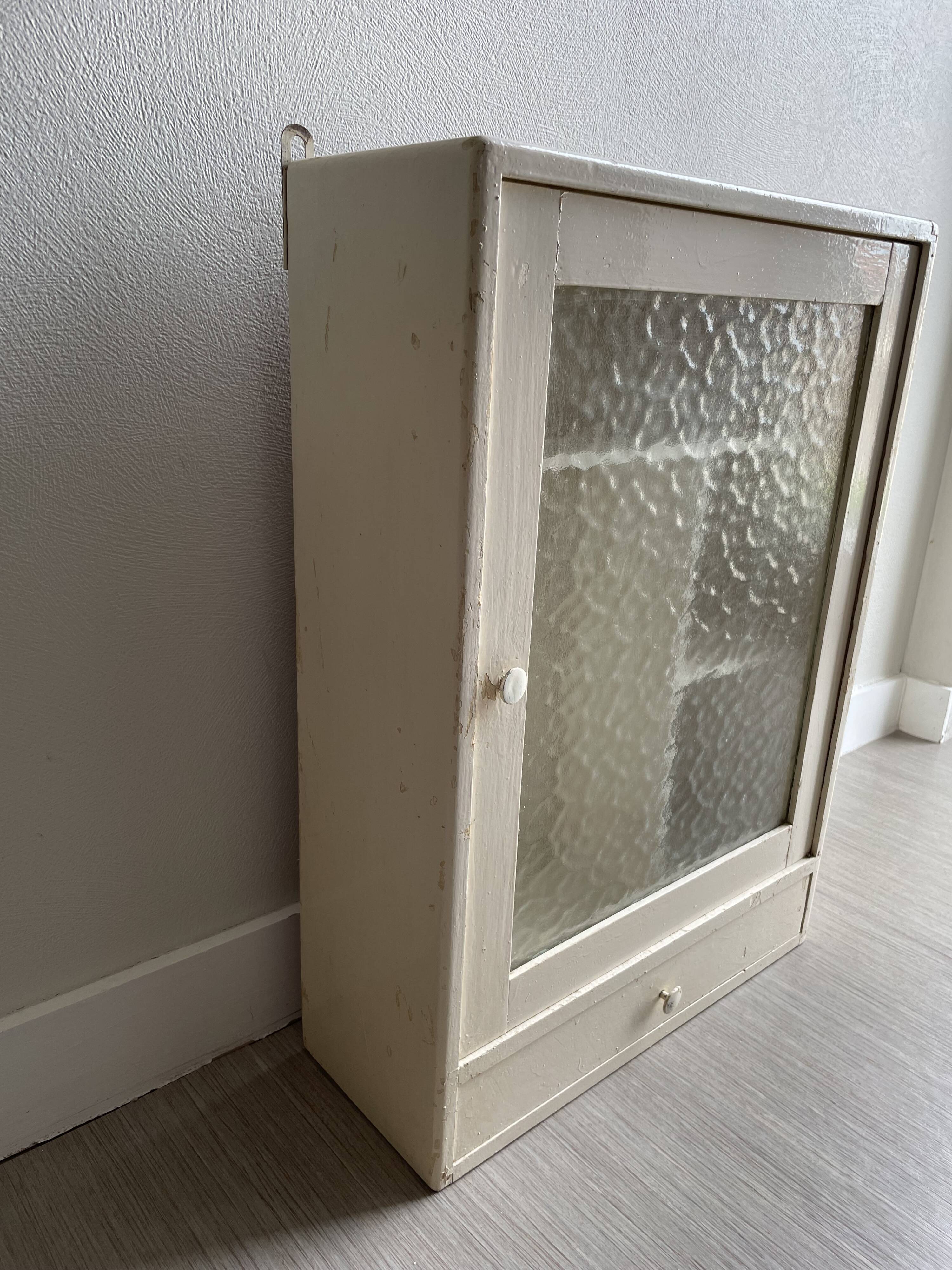 Bathroom cabinet pharmacy patinated wood