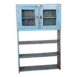 Ancienne étagère en teck birman patine bleu d’origine