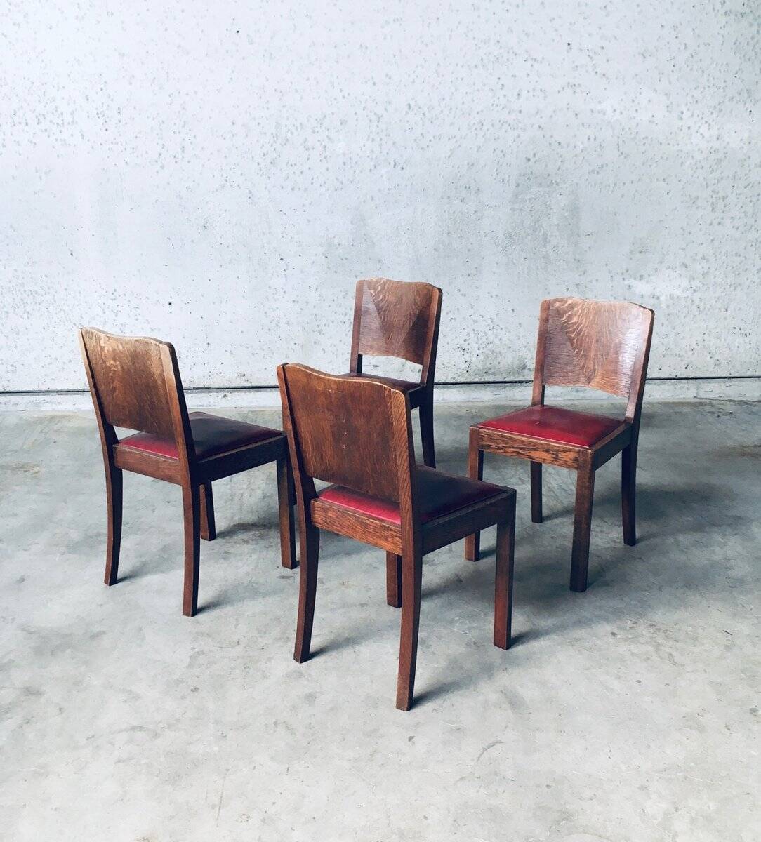 Art Deco Dining Chair Set, Belgium, 1920s, Set of 4