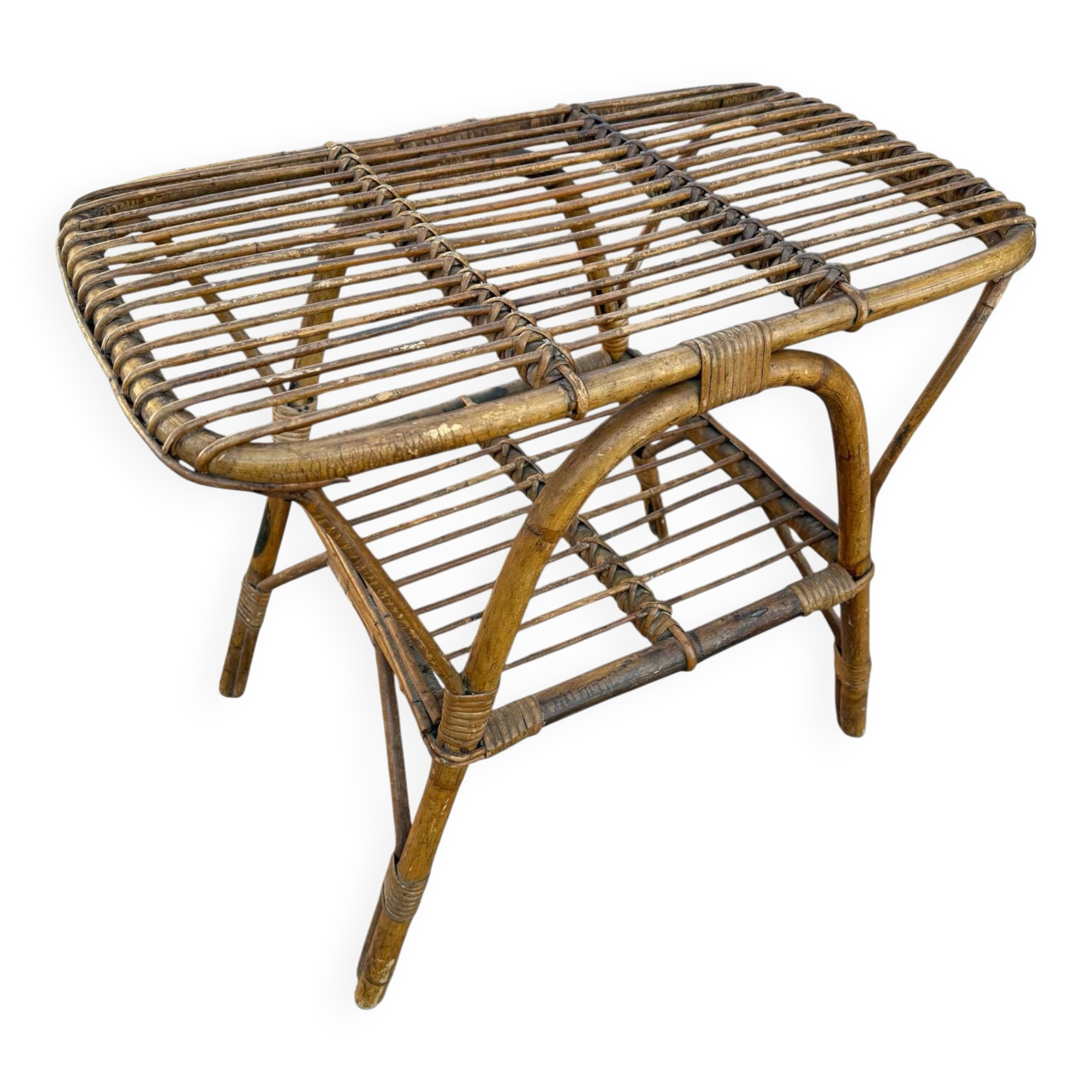Rattan coffee table in the style of Franco Albini, Italy, 1960s