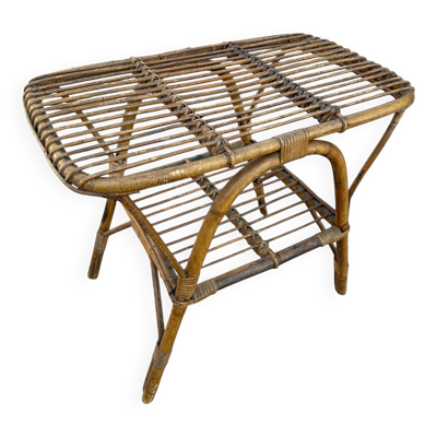 Table basse en Rotin dans le style de Franco Albini Italie 1960