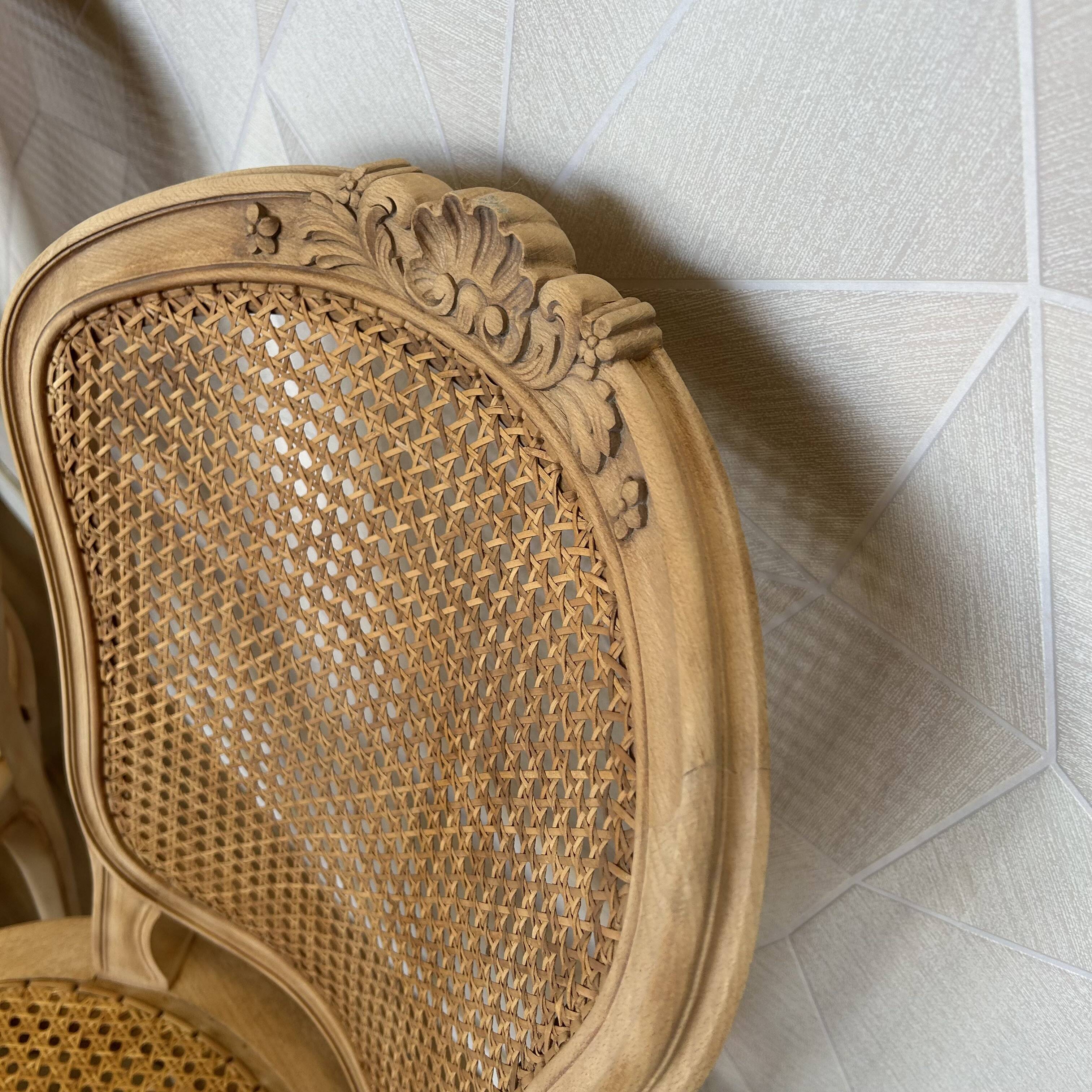 Set of 4 regency chairs with stripped airbrushed cane