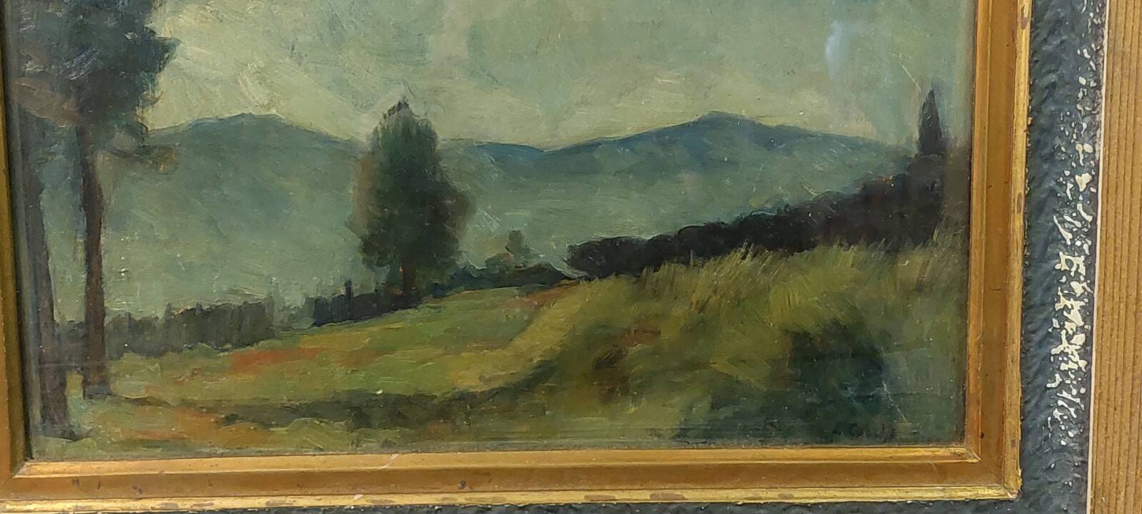 Ennio Cocchi landscape and still life painted on both sides of the panel.