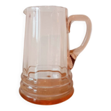 Vintage pink glass water carafe from the 1970s.