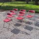 Set of 6 folding chairs from the 70s tweed and chrome metal