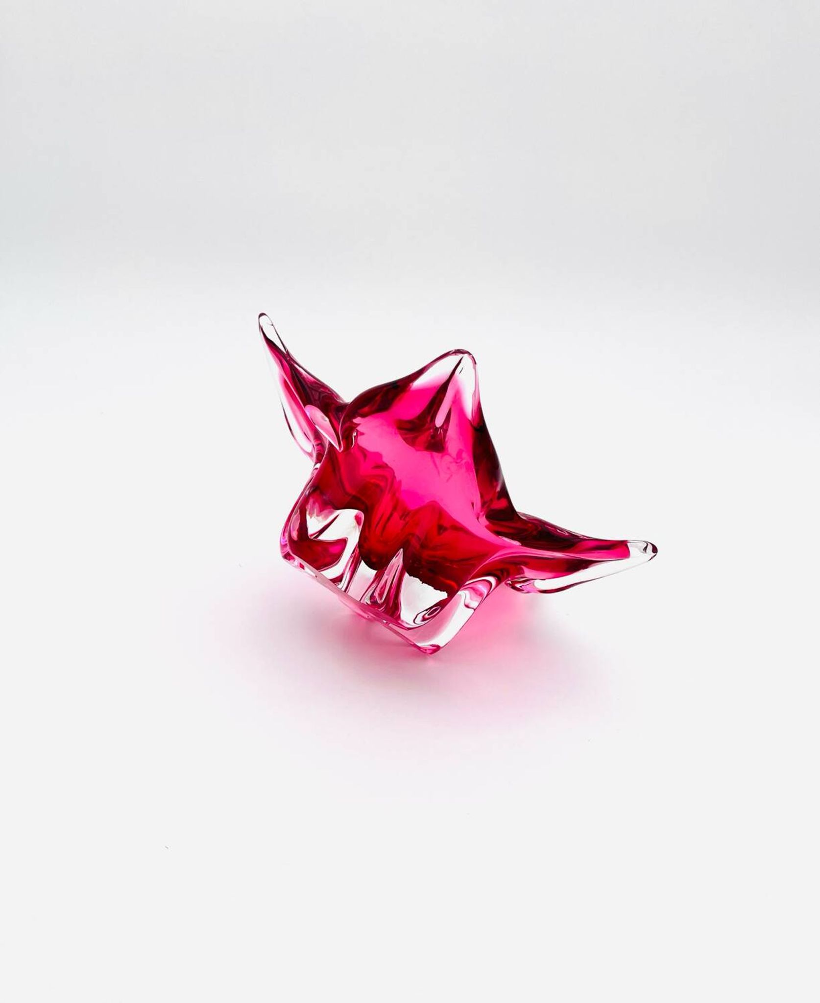 Coupe Sommerso Josef Hospodka - Cristal de Bohême Rose -Circa 1960