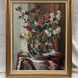 Oil painting on canvas around 2005 signed dimensions: height -77cm- width -62 cm-