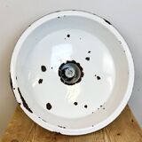 Large Industrial Midcentury Grey Enamel Factory Lamp, 1950s