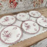 Set of 6 dessert plates from the early 20th century, Sarreguemines, Fontanges model