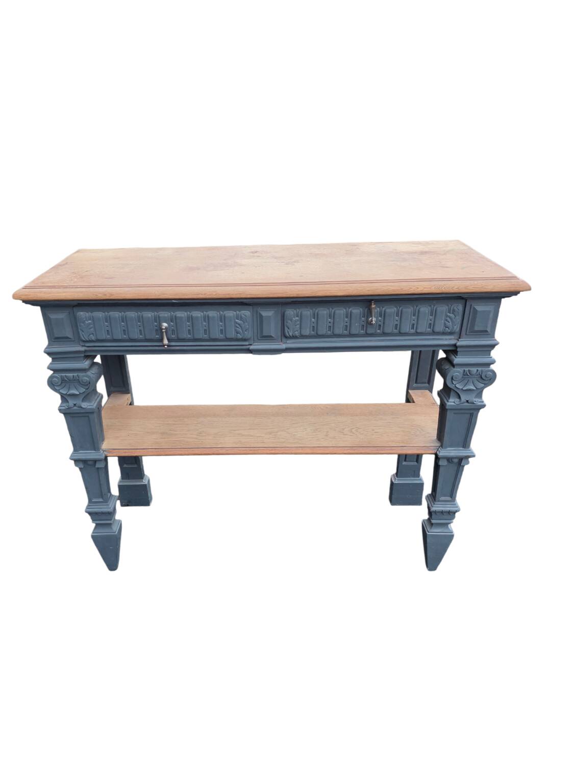 Console in patinated solid oak, late 19th century.