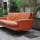 Scandinavian leather and rosewood sofa Fredrik Kayser 1965, 3 places