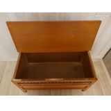 Wooden and rattan chest bench