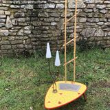 Ceramic mosaic coffee table with planter and light fixture 2 arms 60s