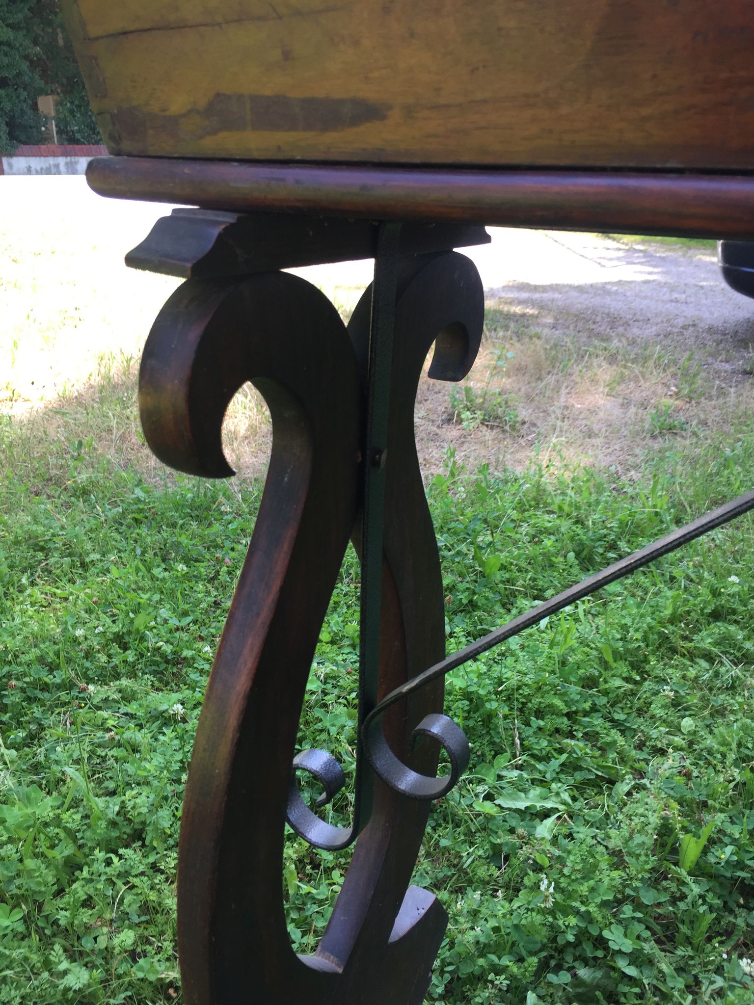 Jardinière bois fer forgé et zinc
