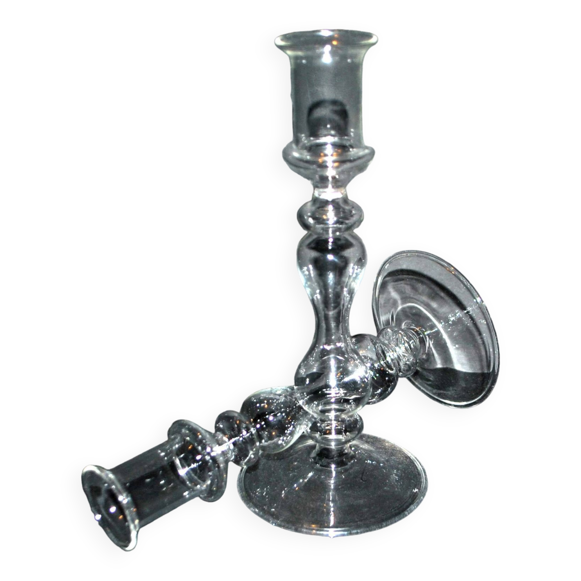 Set of 2 vintage blown glass candle holders