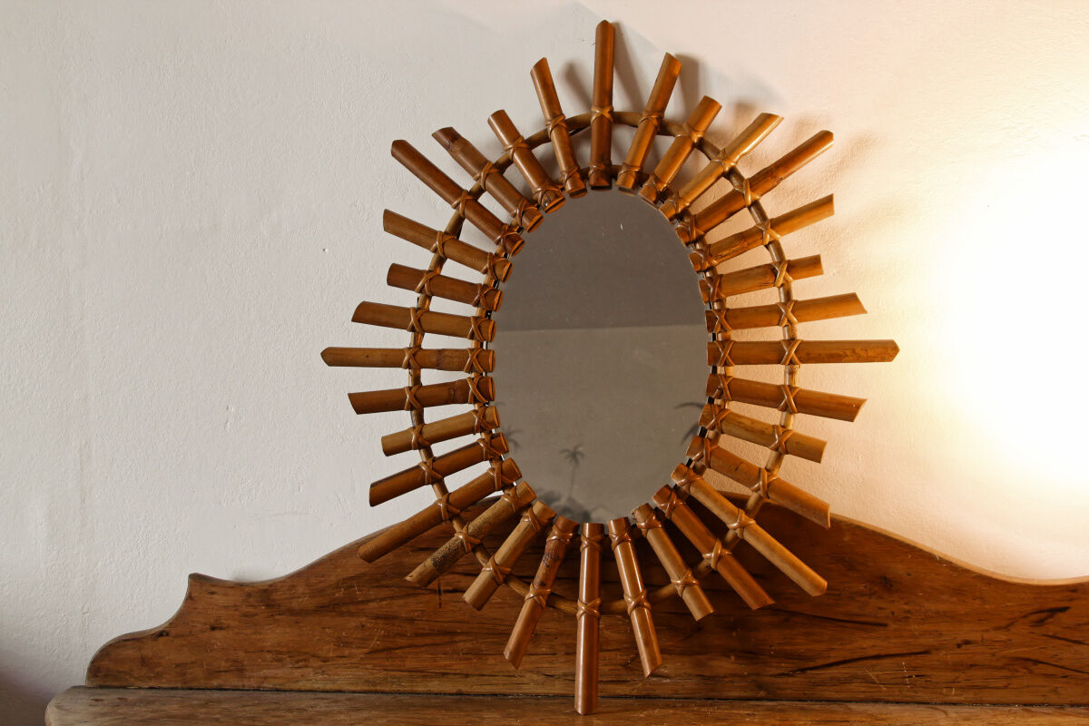 Rattan sun mirror