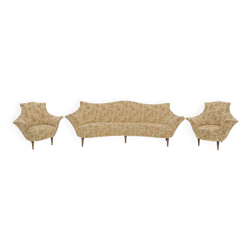 Canapé et deux fauteuils italiens modernes du milieu du siècle, modèle Manta, années 1950