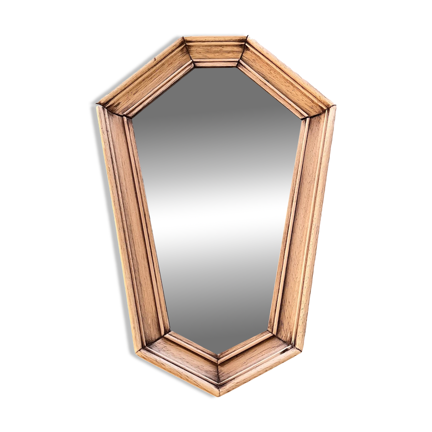 Small vintage beveled wooden wall mirror