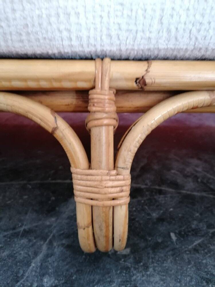 Mid-Century Rattan and Bamboo Canapé, Italy, 1960s