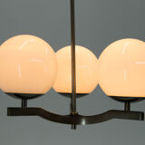 Nickel-plated three flamming functionalist chandelier, 1930s