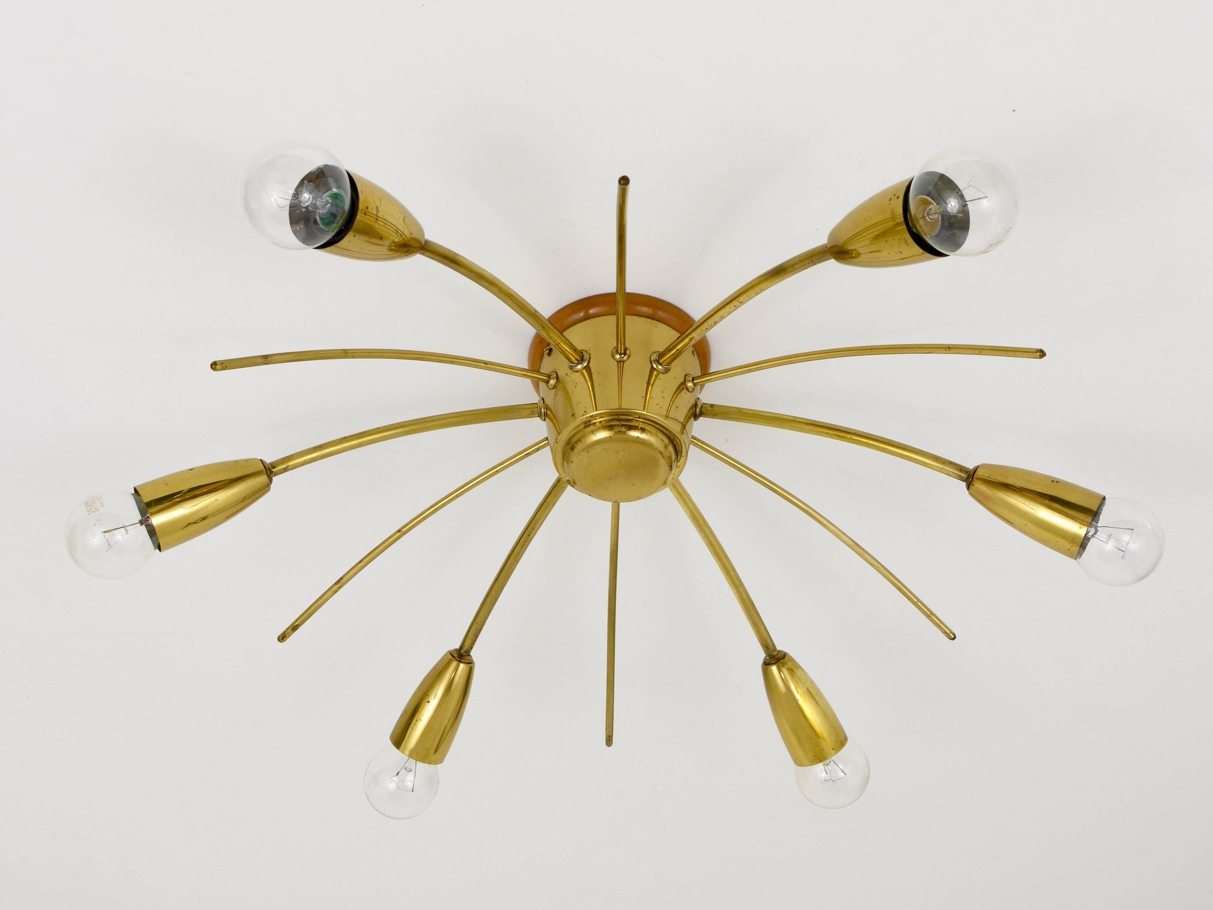 J.T. Kalmar Sun Lustre in Brass Mid-Century, Austria, 1950s