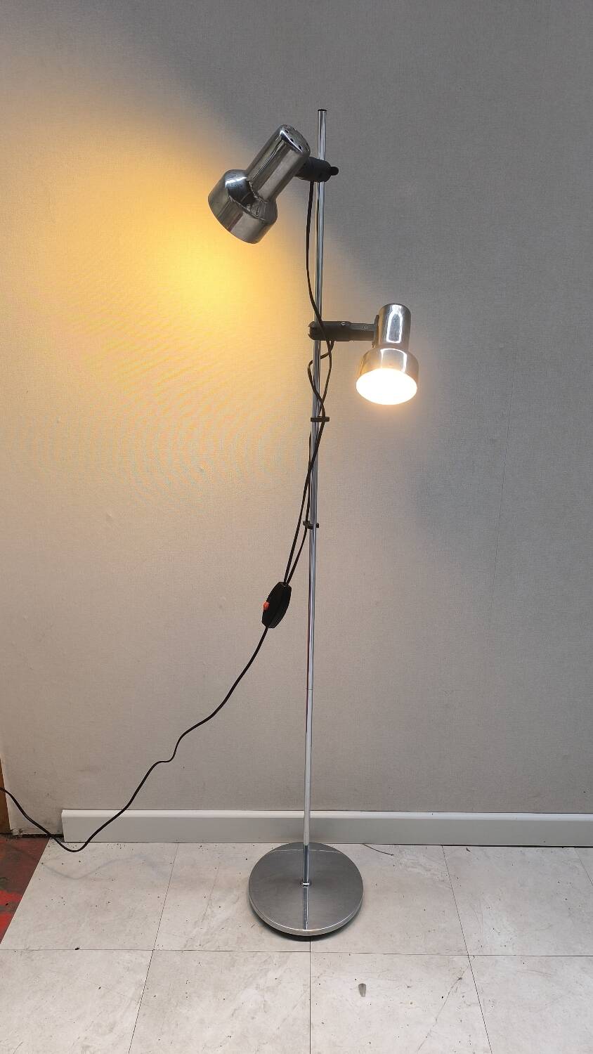 Chromed metal floor lamp by Ts Belysning 1970